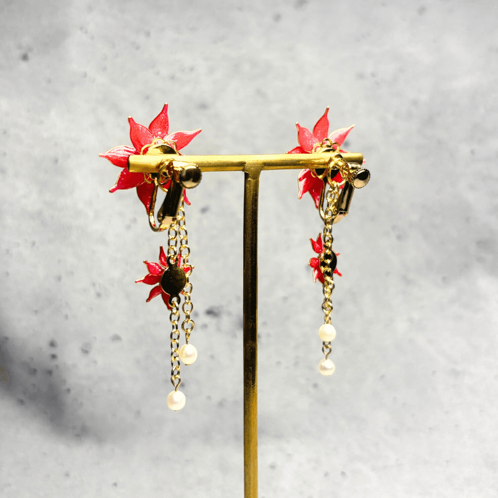 【ポインセチア】2wayピアス/レッド/クリスマス/サージカルステンレス/金属アレルギー対応/冬の新作/受注生産 | 16枚目